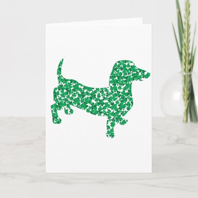 Cartão Shamrock Dachshund (Frente)