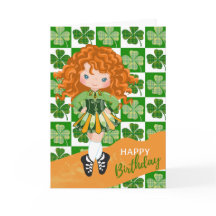 Shamrock Irish Dance Redhead Girl Aniversário