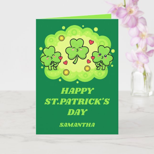 Cartão Shamrock Kisses St. Patrick’s Day Card (Orquídea)