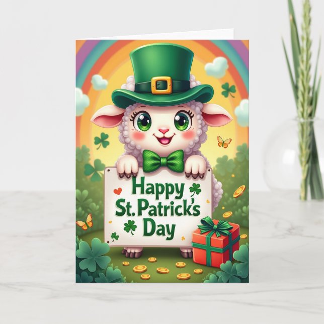 Cartão Shamrock Lamb Scene Card (Frente)