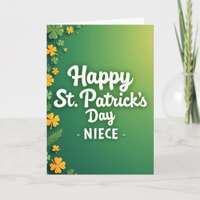 Cartão Shamrock Pattern Niece Card (Frente)
