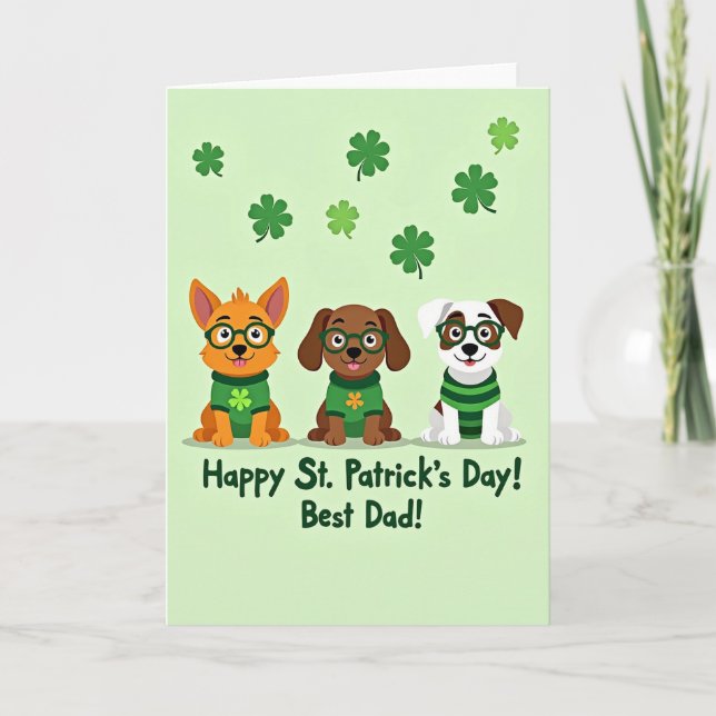 Cartão Shamrock Puppy Best Dad Card (Frente)