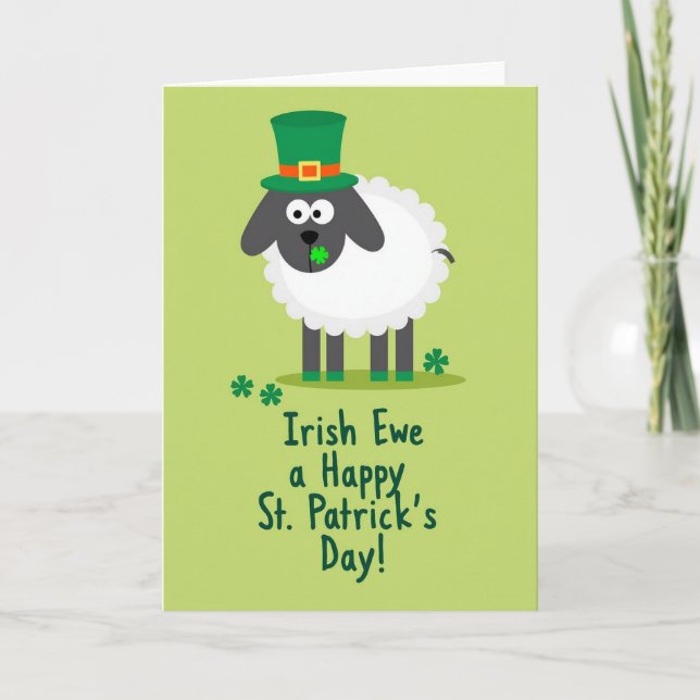 Cartão Shamrock Sheep Holiday Card (Frente)