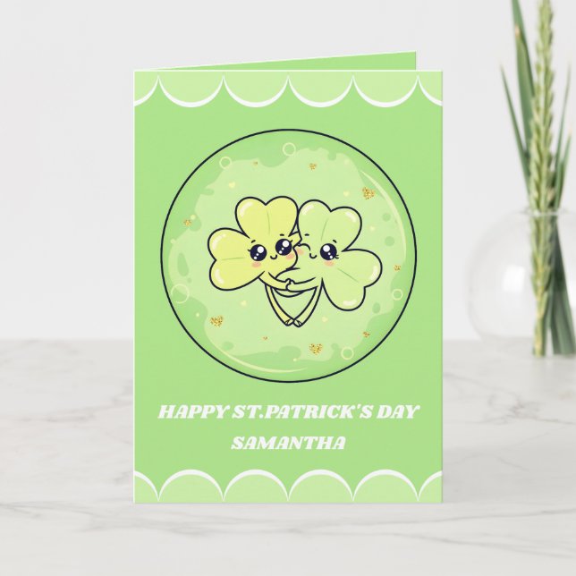 Cartão Shamrock Snuggles St. Patrick’s Day Card (Frente)