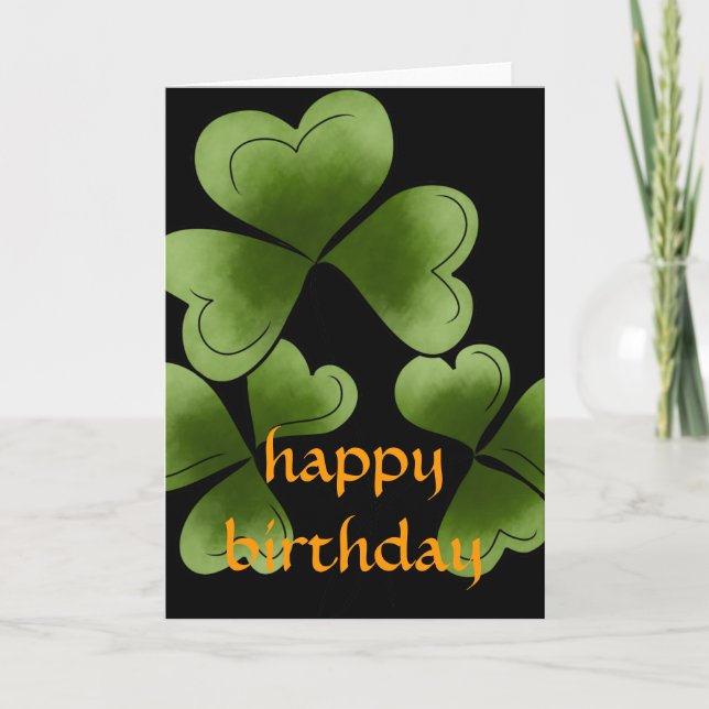 Cartão Shamrocks Happy March Birday Card (Frente)