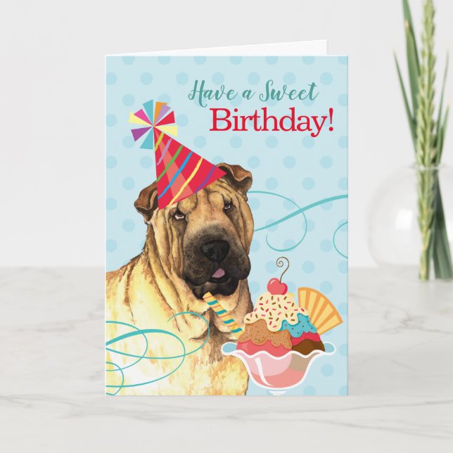 Cartão Shar-Pei Chinês de Aniversário Doce (Frente)