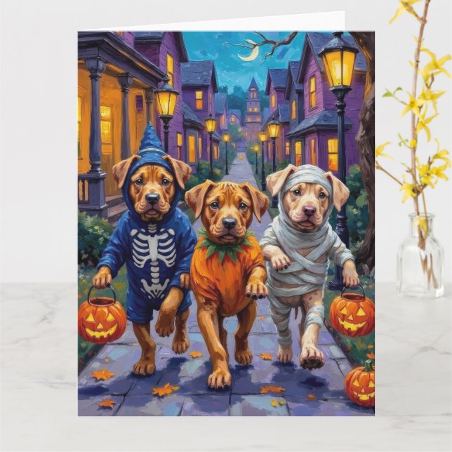 Cartão Shar Pei Dogs Trick-or-Treating Halloween Costumes (Flor Amarela)
