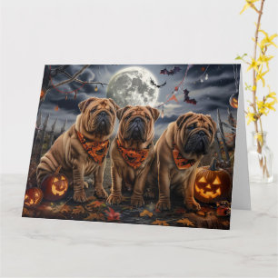 Cartão Shar Pei Halloween Spooky