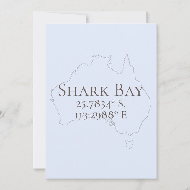 Cartão Shark Bay Austrália Latitude & Longitude (Frente)