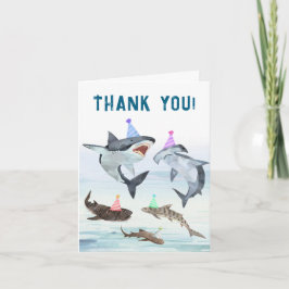 Cartão Shark Birthday Pool Party Personalized Thank You