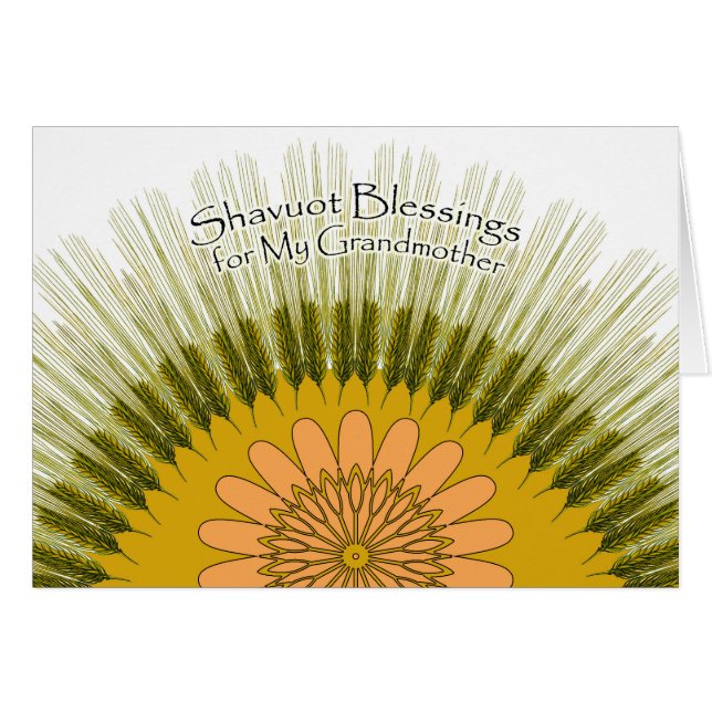 Cartão Shavuot Blessings for My Grandmother, Barley Sun (Frente Horizontal)