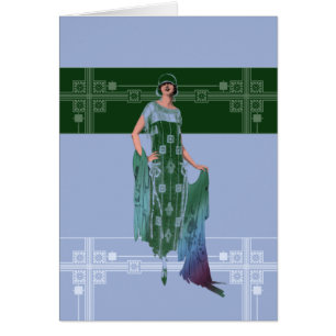 Cartão SHAWL, 1920 em azul e verde