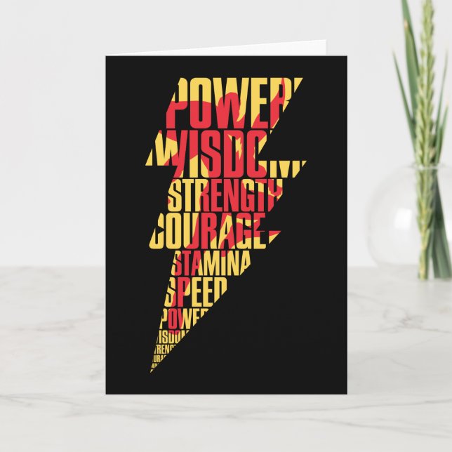 Cartão SHAZAM! | Capacidades de Shazam — Gráfico de Relâm (Frente)