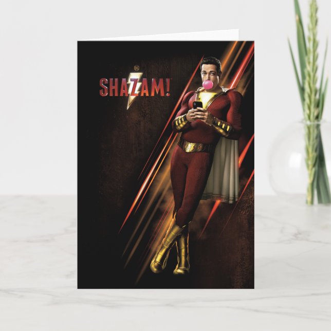 Cartão SHAZAM! pastilha elástica de sopro de | Shazam (Frente)