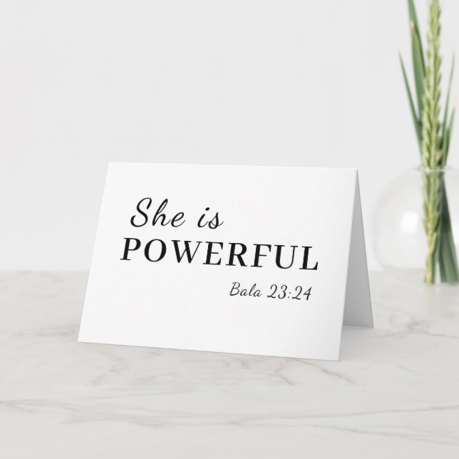 Cartão She is Strong Bible Verse Inspiration (Frente)