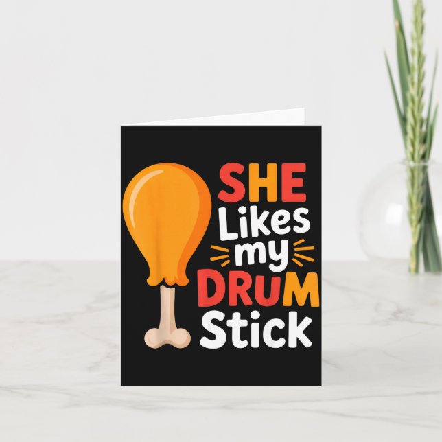Cartão She Likes My Drum Stick Funny Foodie Humor Summer  (Frente)