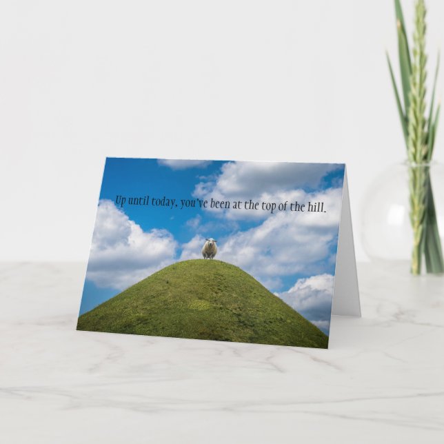 Cartão Sheep Top of the Hill/Over the Hill Aniversário Ca (Frente)