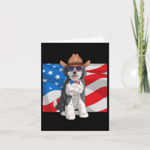Cartão Sheepadoodle Patriótico Merica 4 de Julho American