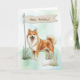 Cartão Sheepdog Islandês no Exterior Sob Sinal De Anivers