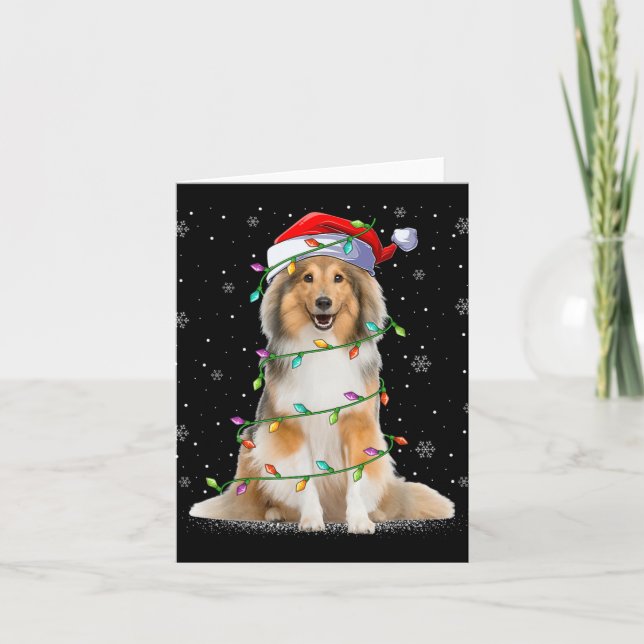 Cartão Sheltie Dog Lover Xmas Lighting Santa Sheltie Chri (Frente)