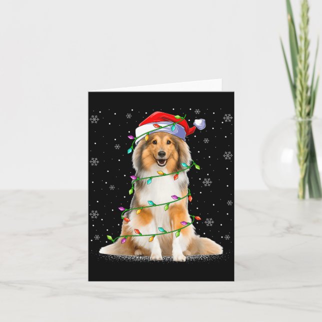 Cartão Sheltie Dog Lover Xmas Lighting Santa Sheltie Chri (Frente)