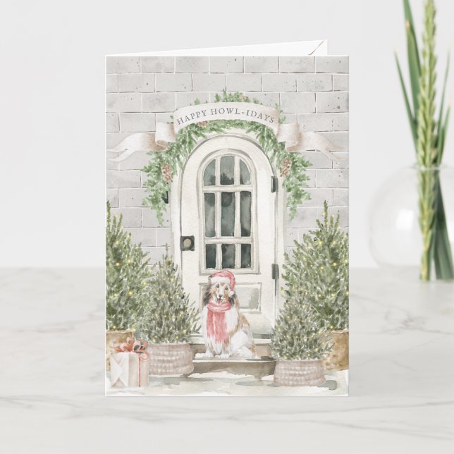 Cartão Sheltie Front Porch Natal (Frente)