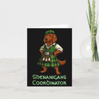 Cartão Shenanigans Coordinator Irish Red Setter Dog Kilt