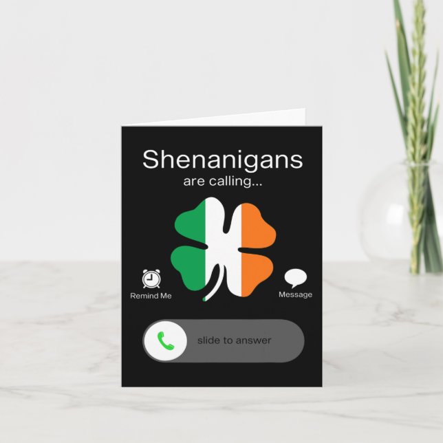 Cartão Shenanigans Divertidos Chamam De Irlandês Dia de S (Frente)