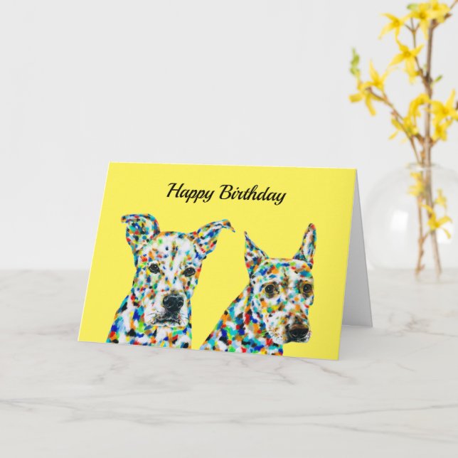 Cartão Shephard Shar pei & Pitbull Lab Mix Birthday Card (Flor Amarela)