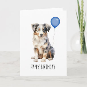 Cartão Shepherd Blue Merle Aussie Birthday