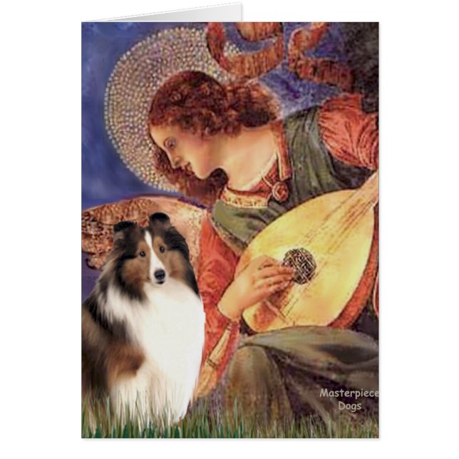 Cartão Shetland Sheepdog 7 - Mandolin Angel (Frente)