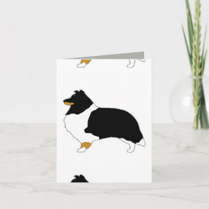 Cartão shetland sheepdog black white and tan silo
