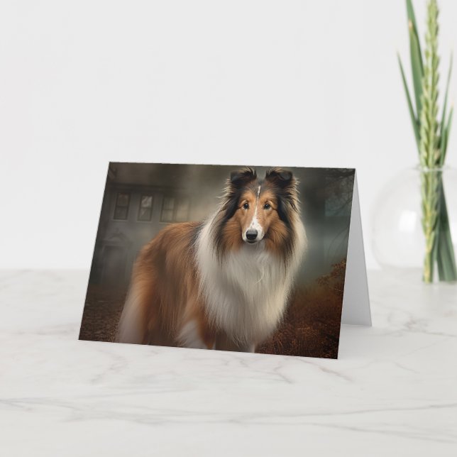 Cartão Shetland Sheepdog Halloween Scary (Frente)
