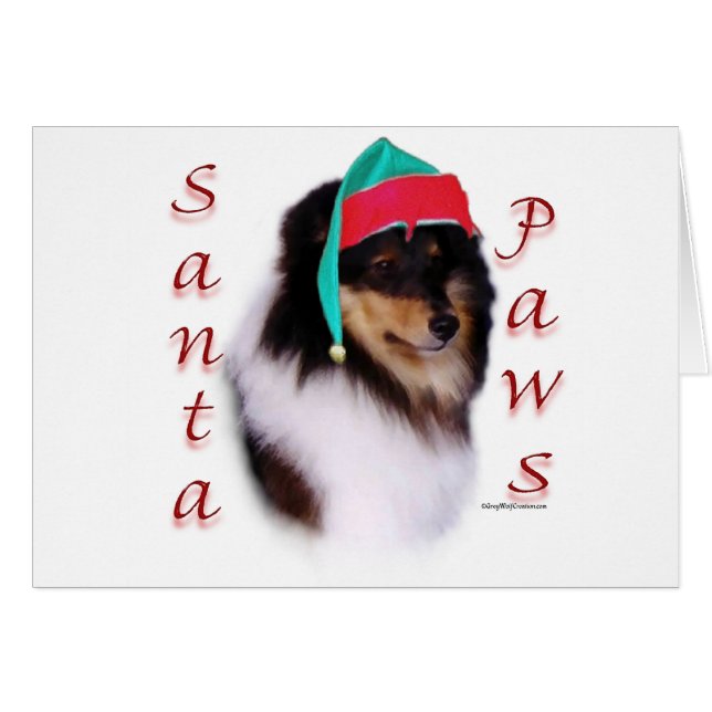 Cartão Shetland Sheepdog Papais noeis Paws (Frente Horizontal)