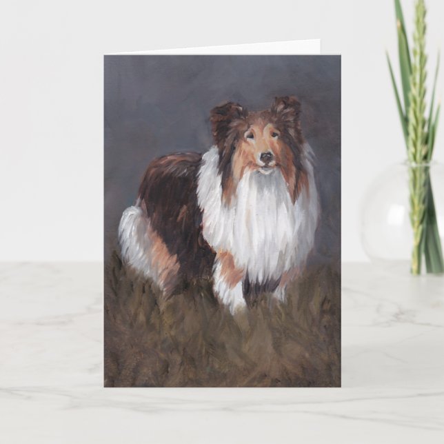 Cartão Shetland Sheepdog Sheltie Dog Art Greeting Card (Frente)