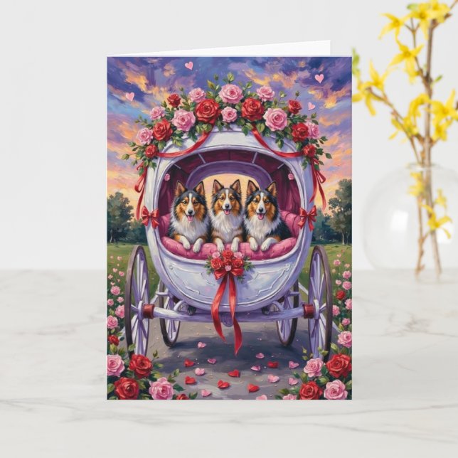 Cartão Shetland Sheepdog Valentine's Day  (Flor Amarela)