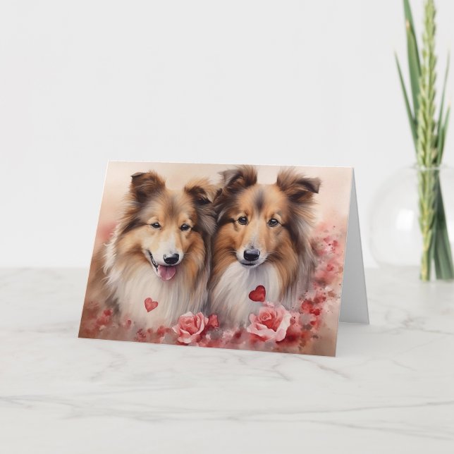 Cartão Shetland Sheepdog Valentine's Day (Frente)