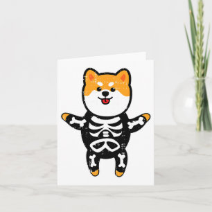Cartão Shi Inu Skeleton Costume Bonito Cachorro Fácil Hal