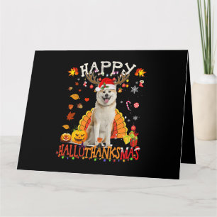 Cartão Shiba Dog Feliz Hallothanksmas Halloween Thankdon