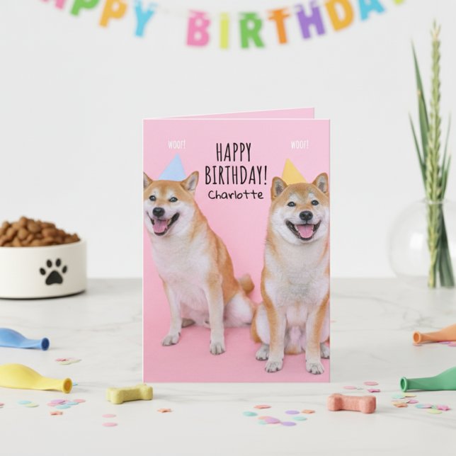 Cartão Shiba Inu Birthday Bliss Folheto (Shiba Inu Birthday Bliss Folded Greeting Card)