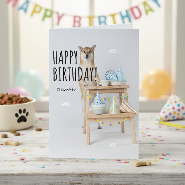 Cartão Shiba Inu Birthday solta o guincho (Shiba Inu Birthday Unleash the Tail-Wagging Card)