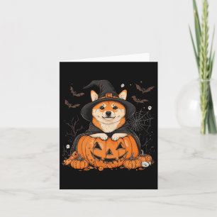 Cartão Shiba Inu Cachorro Pumpkin Halloween Homens W