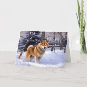 Cartão Shiba Inu Deixe Nevar Natal
