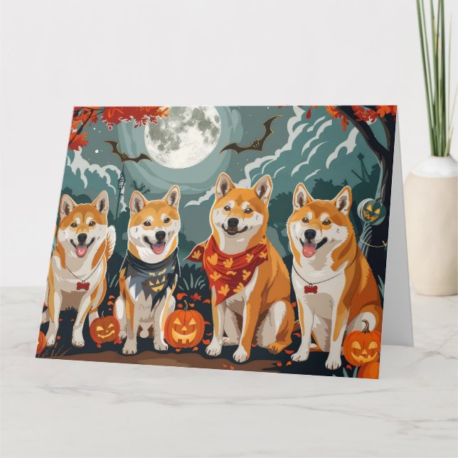 Cartão Shiba Inu Halloween Spooky (Frente)