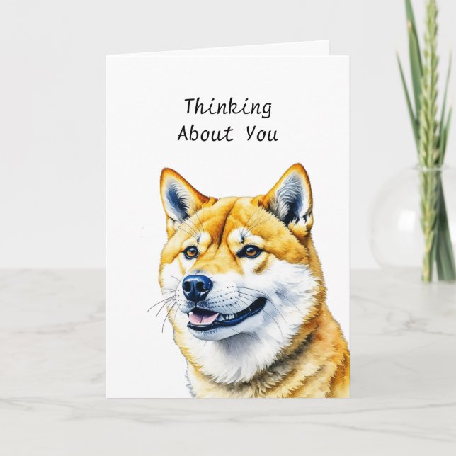 Cartão Shiba Inu Personalizado Pensando Em Você (Frente)