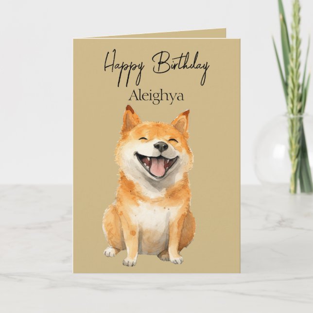 Cartão Shiba Inu Risonho Personalizado (Frente)