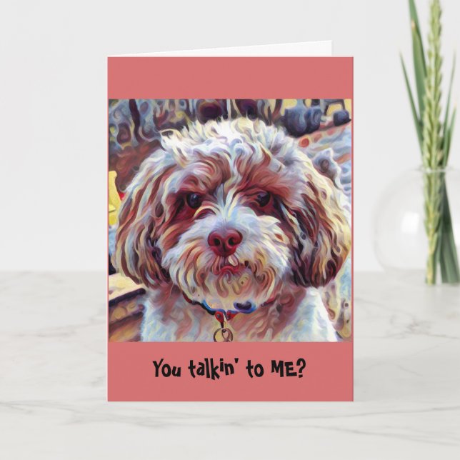 Cartão Shih-Poo Shih Tzu Dog Whimsical Artistic Puppy (Frente)