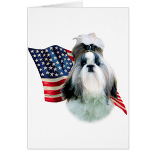 Cartão Shih Tzu 2 Flag