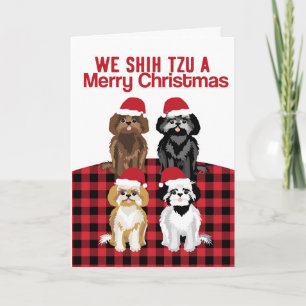 Cartão Shih Tzu Cão de Natal