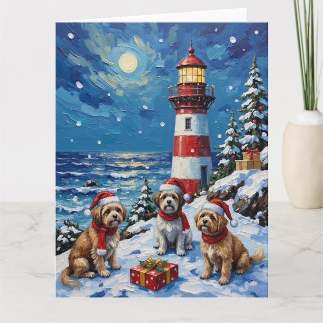 Cartão Shih Tzu Christmas Lighthouse Holiday (Frente)